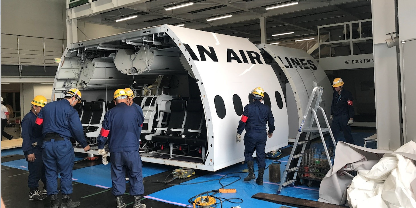 Inside Jal S A Cabin Evacuation Trainer Aircraft Interiors