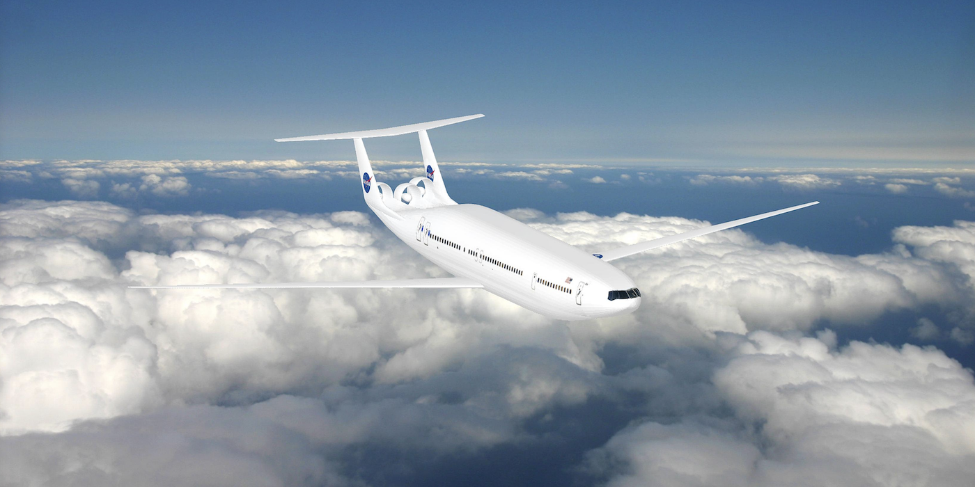 NASA and MIT are involved in developing the fuel-efficient Aurora D8 twin-hull aircraft concept