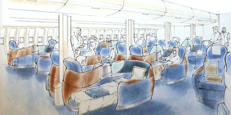 Tangerine concept for British Airways (BA) Lounge in the Sky business class