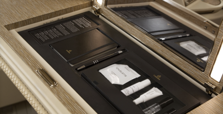 The Byredo kit is stored in a special compartment in the Emirates first class suites