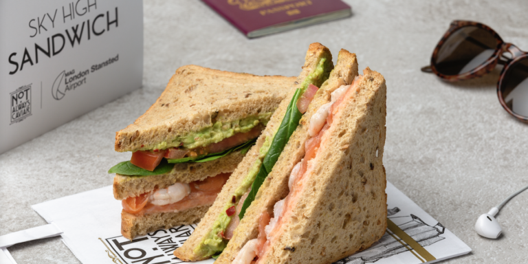 The Signature Seafood Club sandwich from London Stansted Airport's Not Always Caviar cafe