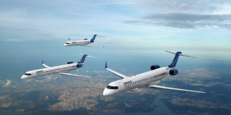 the bombardier crj range in flight