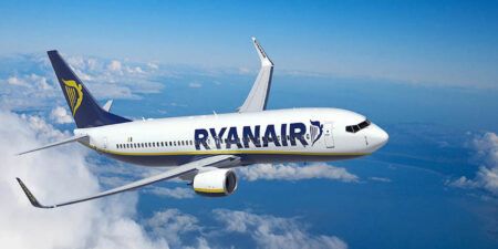 a ryanair aircraft in flight