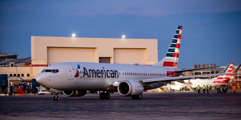 American Airlines is fitting Starlink wi-fi across its fleet an american airlines boeing 737 max at the airport
