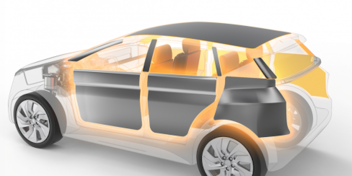 cutaway of a car, showing the location of cabin insulation panels