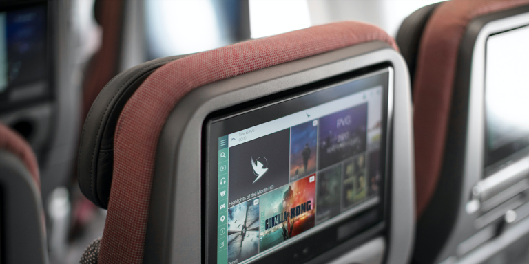 4k ultra hd seatback entertainment screens on cathay pacific's airbus a321neo