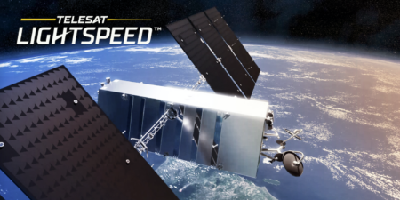 A Telesat Lightspeed Satellite orbiting in space