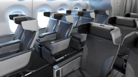 the PL3810 seats arranged in an aircraft cabin
