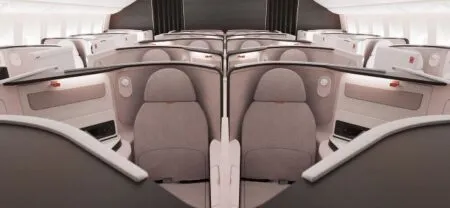 The Unum Two seat installed in a Boeing 777 aircraft cabin