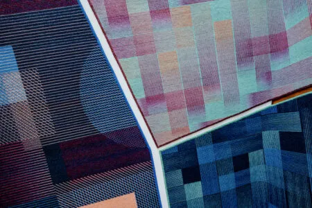 three carpet samples showing the different collections