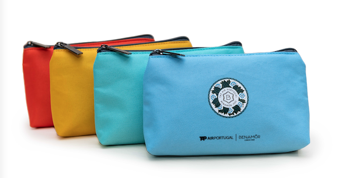 Benamor amenity kits in red, yellow, green and blue