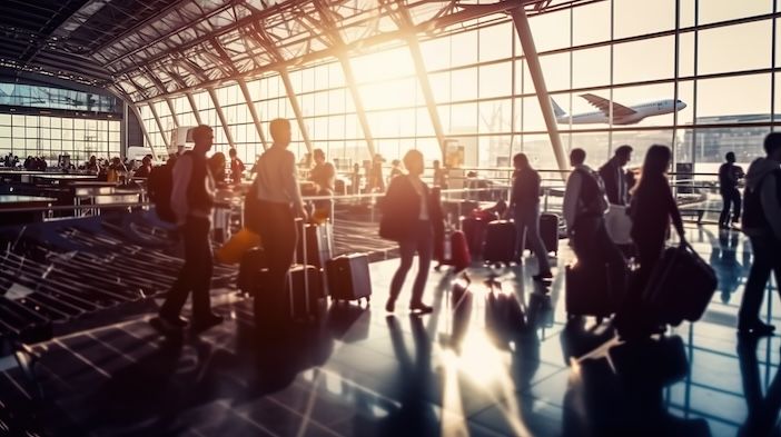 A busy airport terminal