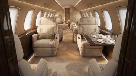 Elie Saab tailors a chic cabin scheme for the Bombardier Global 8000